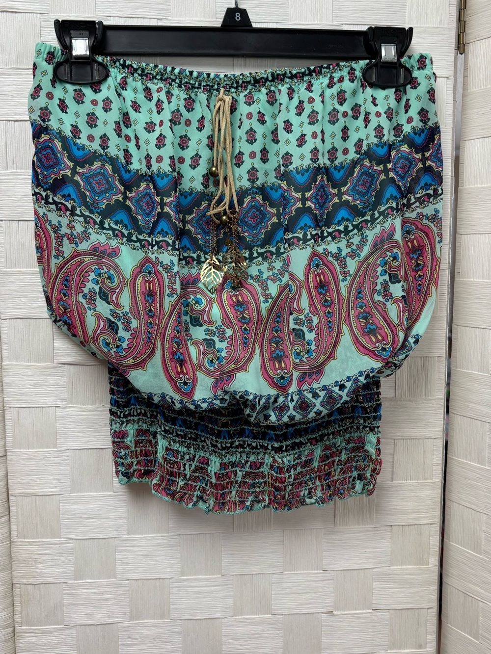 Teal floral Printed Strapless Tube Top Vivace Medium